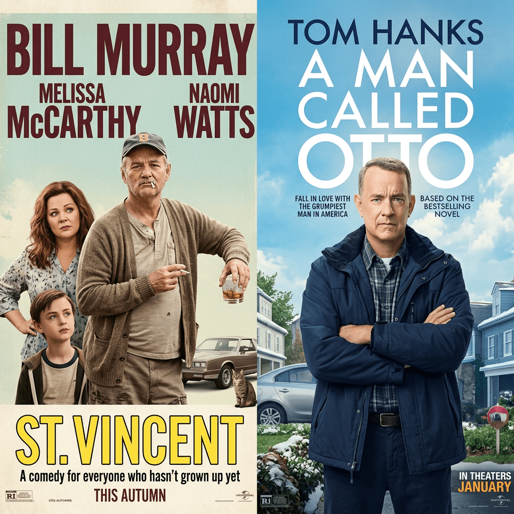 Movie posters for St. Vincent with Bill Murray and A Man Called Otto with Tom Hanks
