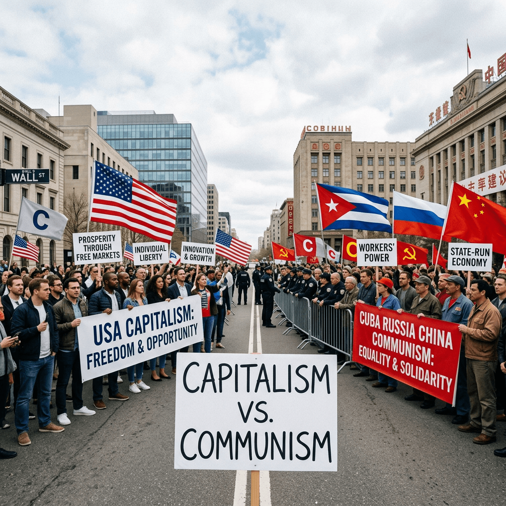 USA capitalism versus Cuba Russia China communism